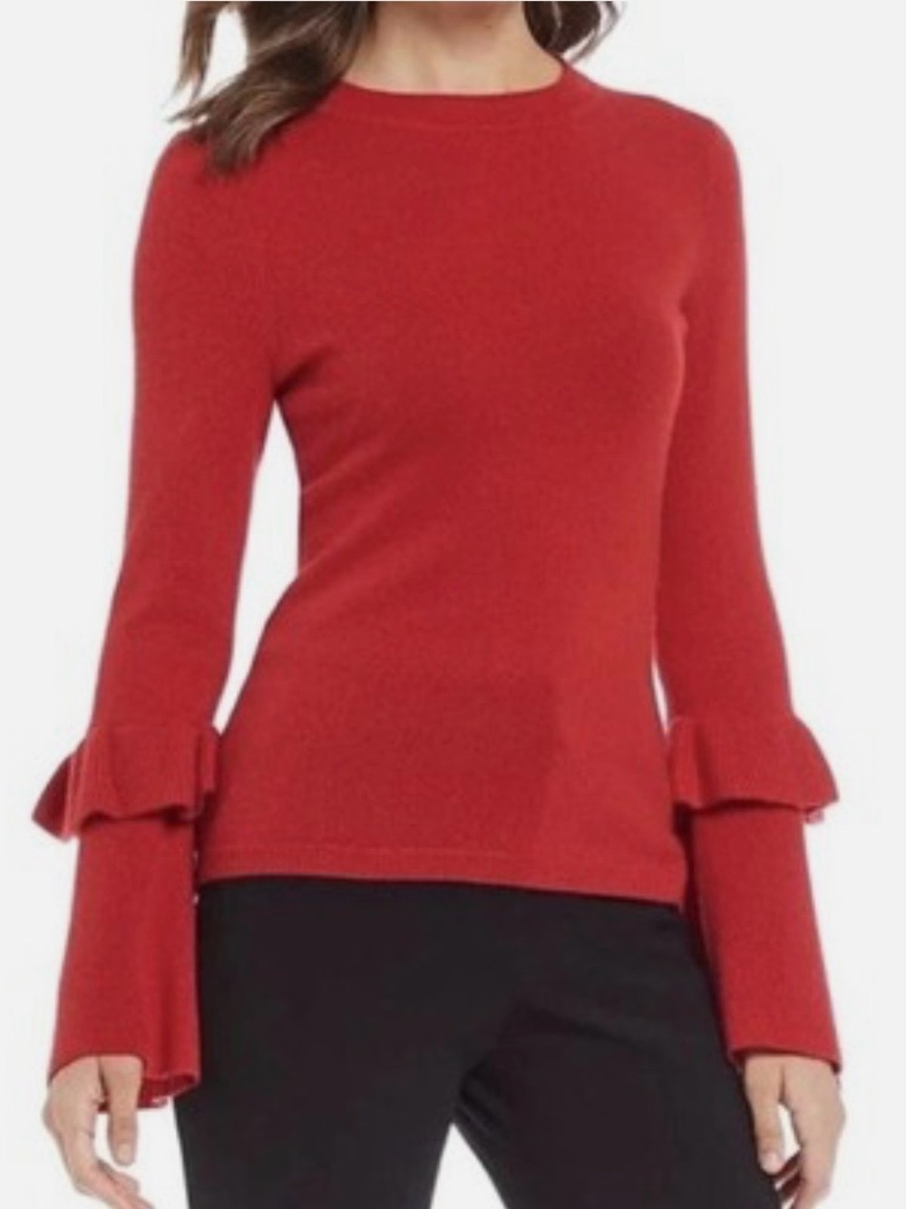 Antonio Melani Red Ruffle-Sleeve Women's Sweater